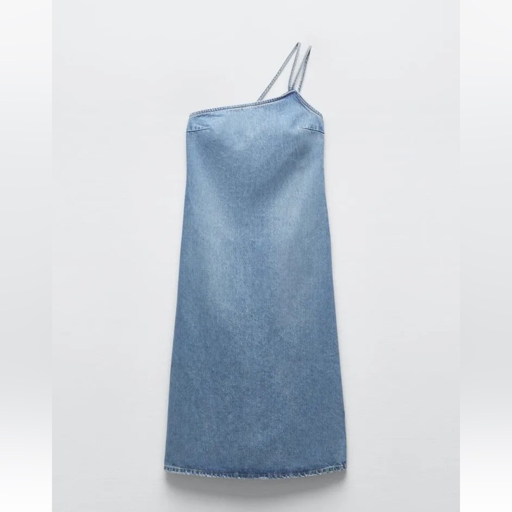 Zara Asymmetric Denim Dress NWT Size Small